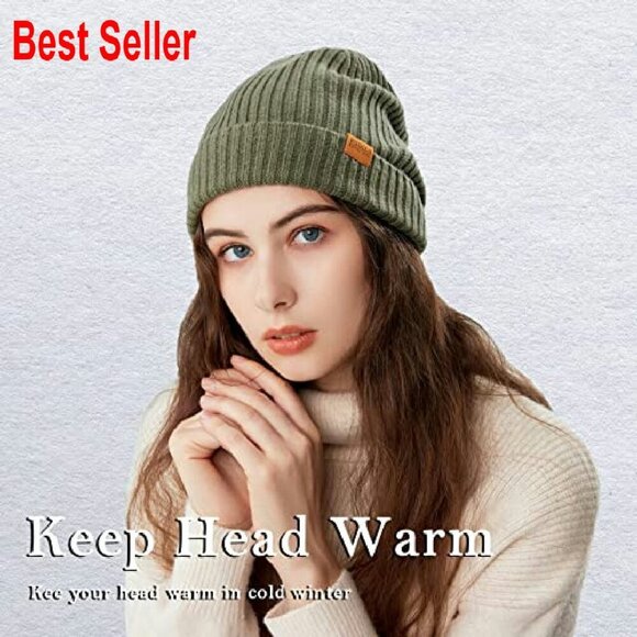 Merino Wool Cuff Beanie Unisex Warm Winter Cap Stretchy Knitted Cozy Chic main image 6